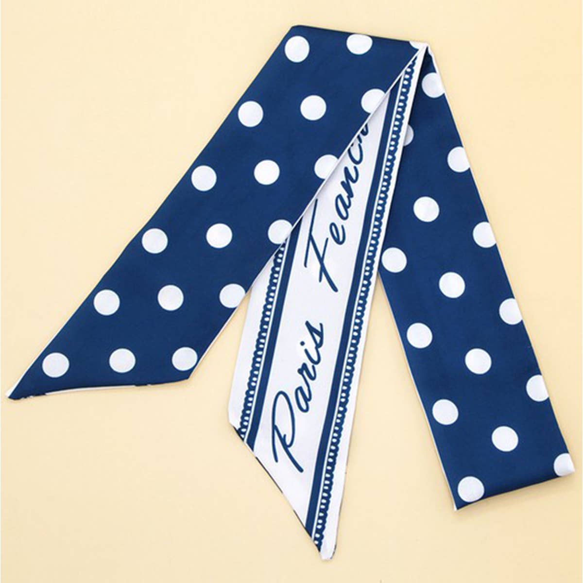Silky Bowknot Scarf with Floral Letter Design