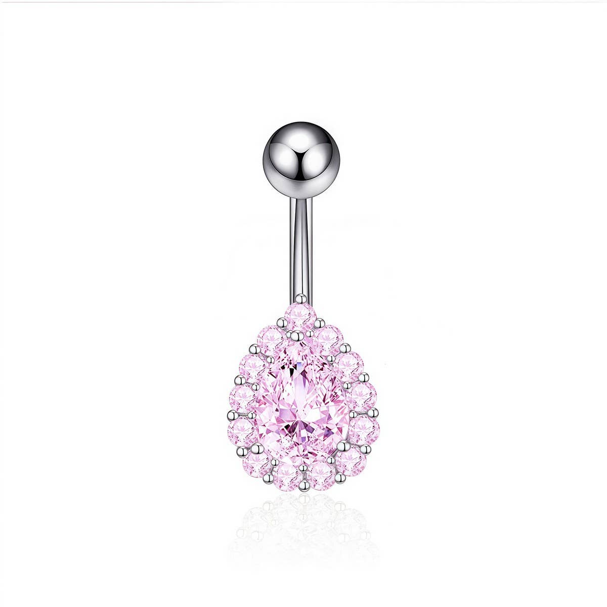 Teardrop CZ Belly Ring Colorful Stainless Steel