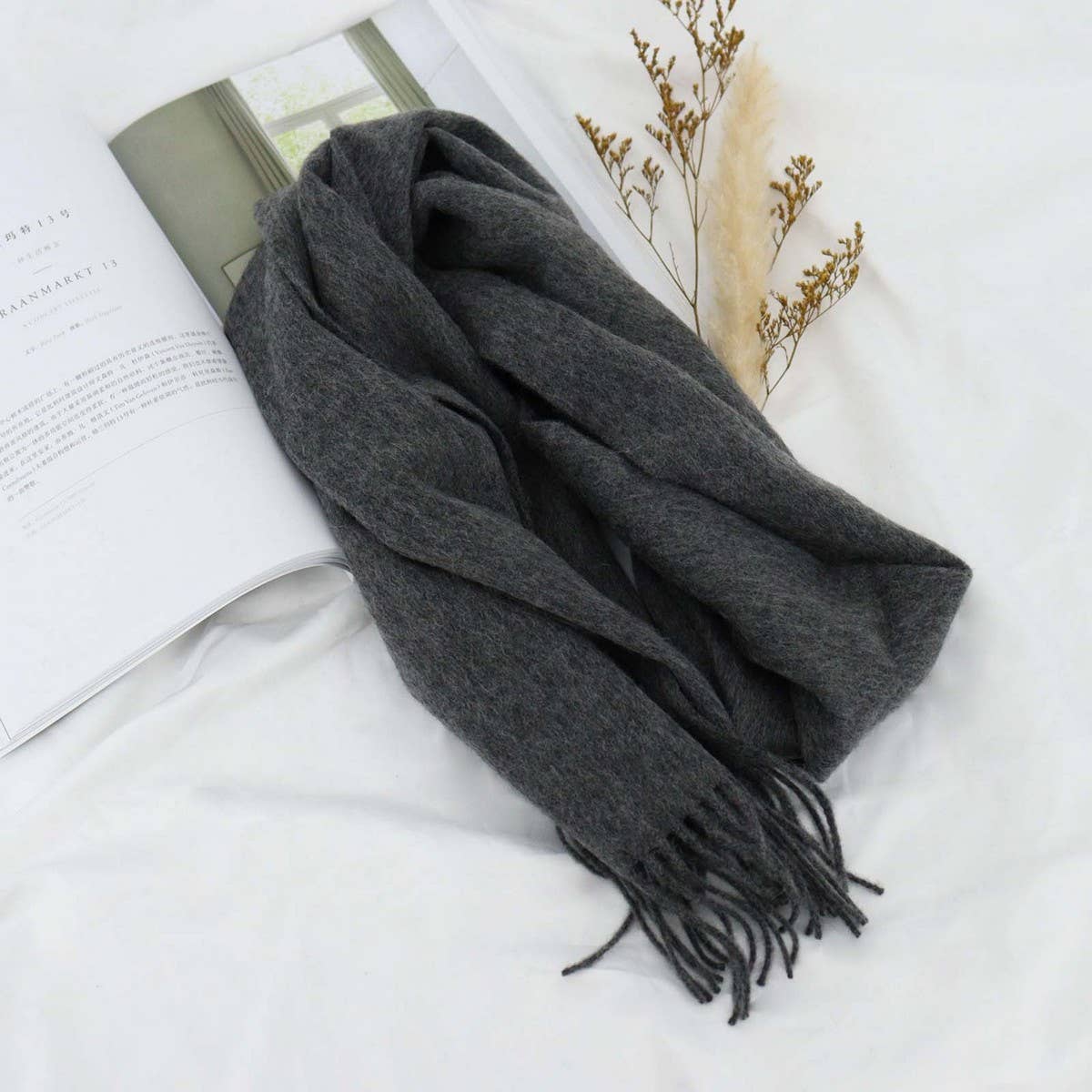 100% Wool Solid Scarf – Elegant Unisex Spring Wrap_CWASC1093