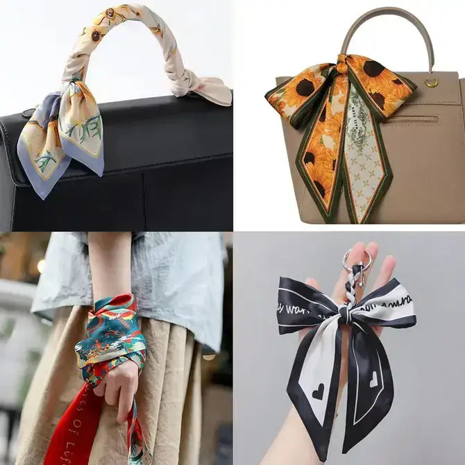 Zodiac Print Skinny Scarf for Hair and Bag Tie_CWASC0736