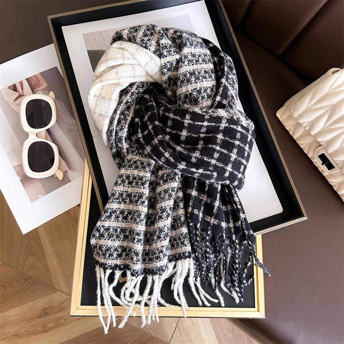 Plaid Colorblock Scarf ??Unisex Warm Winter Shawl_CWASC1447