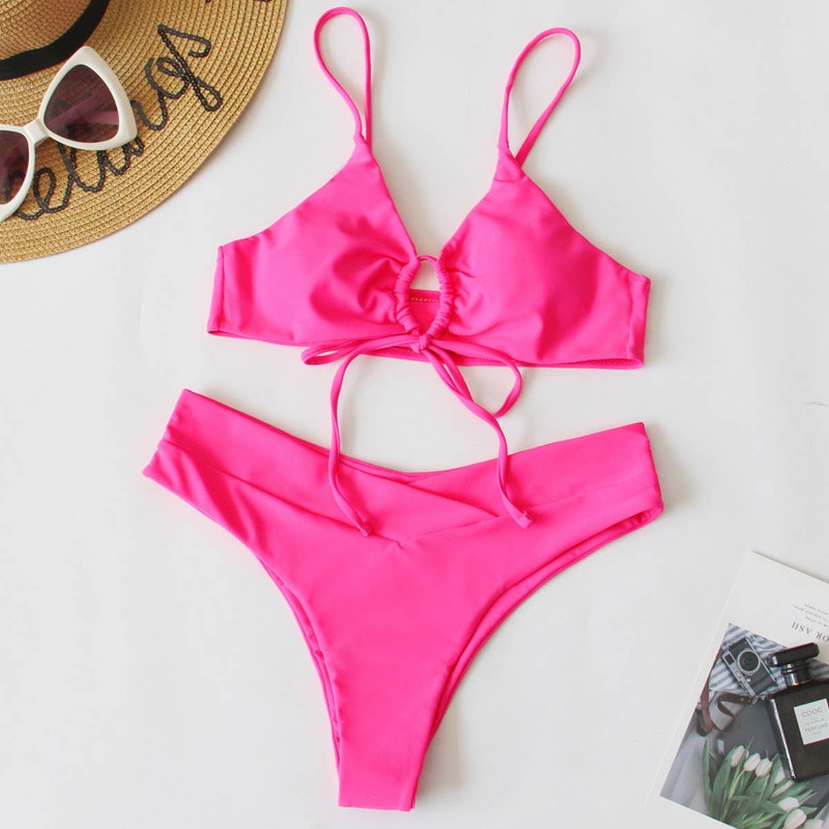 Women's Tie-Front Bikini - Multi-Color Sexy Swimwea