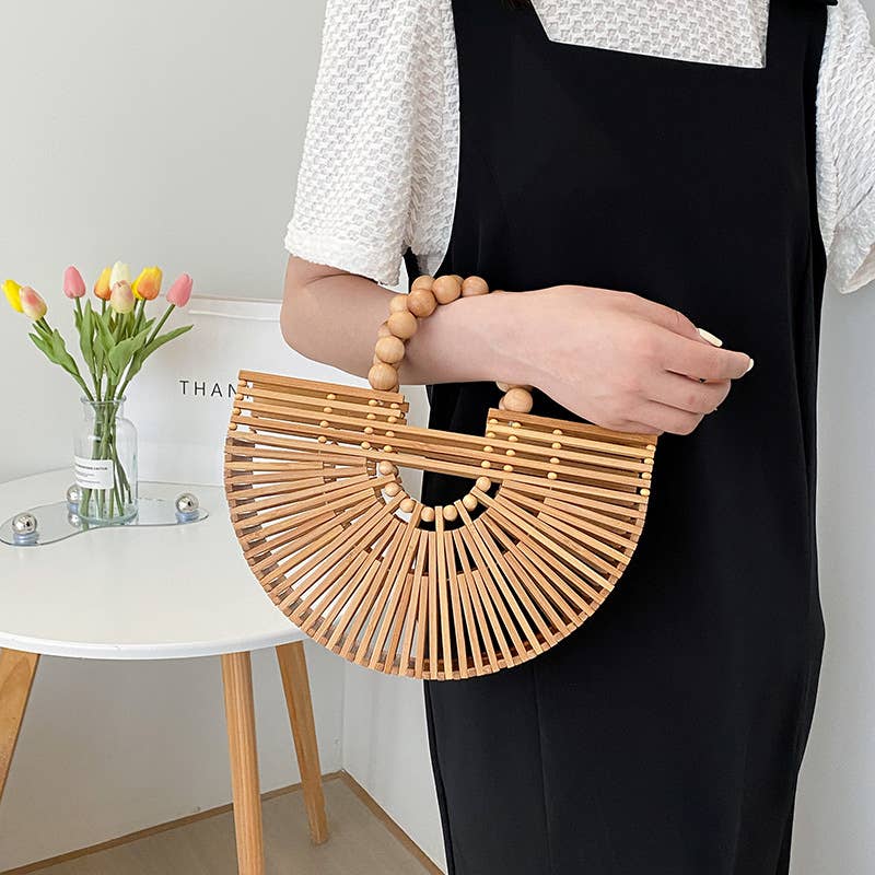 Weave fashionable hollowed-out pearl handbags