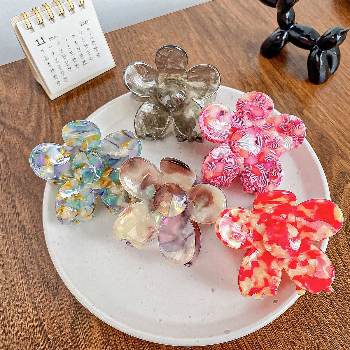 2.7" Flower Tortoise Shell Hair Claw Clips_CWAHA0383