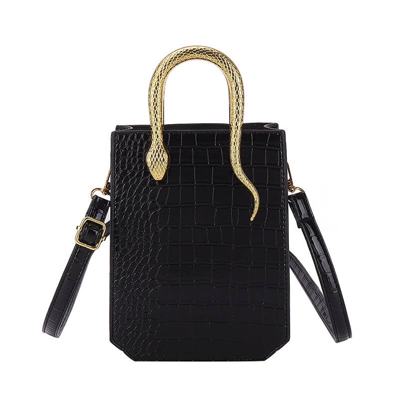 Stone-patterned glossy hand-held tote bag
