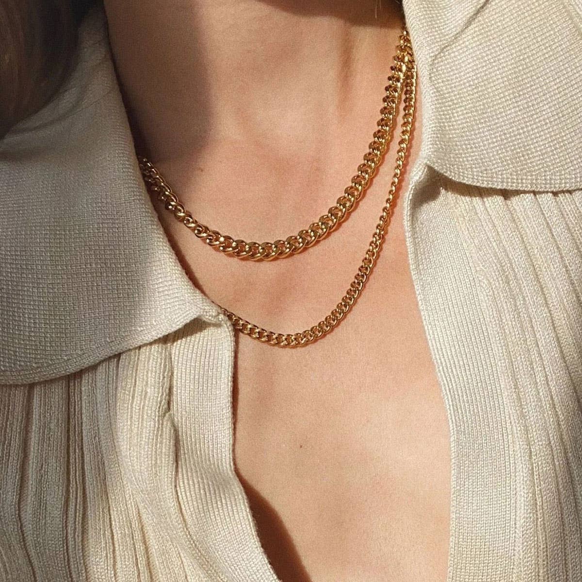 MULTILAYER GOLD PLATE STAINLESS STEEL NECKLACE
