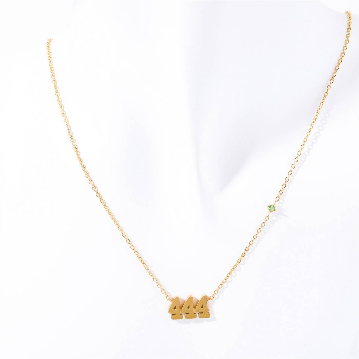 Stainless steel number rhinestone necklace_CWMM5654