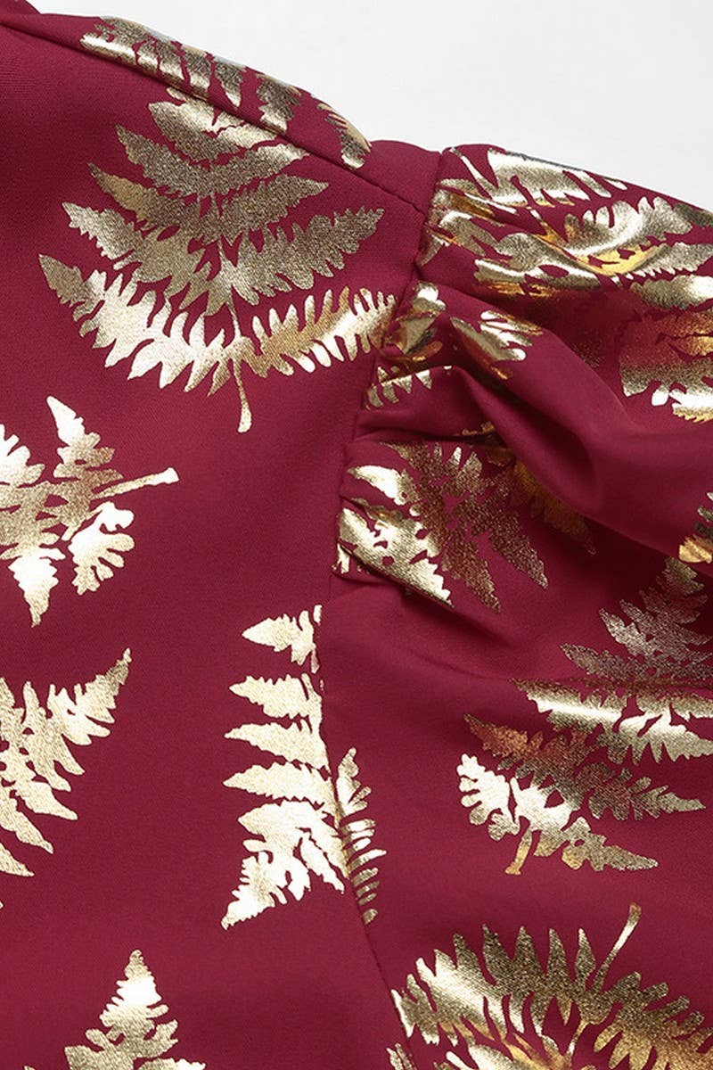 FLORAL GOLD PRINT SHIRT TOPCWTBLL1220