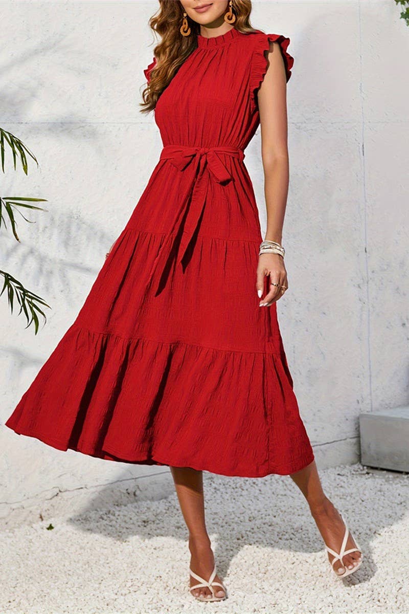 CWDMD5055_SUMMER ROMANTIC RUFFLE LONG LAYERED CAKE DRESS