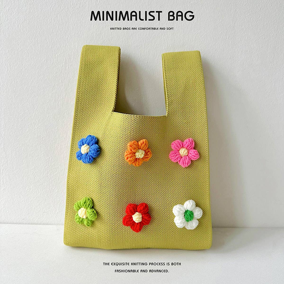 CUTE COLORFUL FLOWER KNITTED SHOULDER BAG HANDBAG_CWAB1505