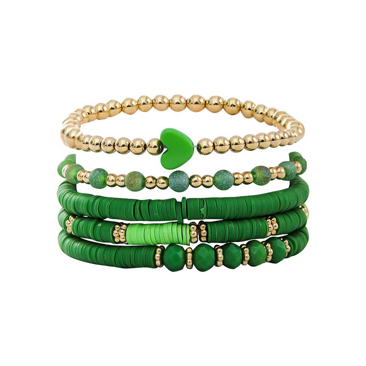 SOFT CLAY ELASTIC CORD HEART BRACELET SET_CWMM3519
