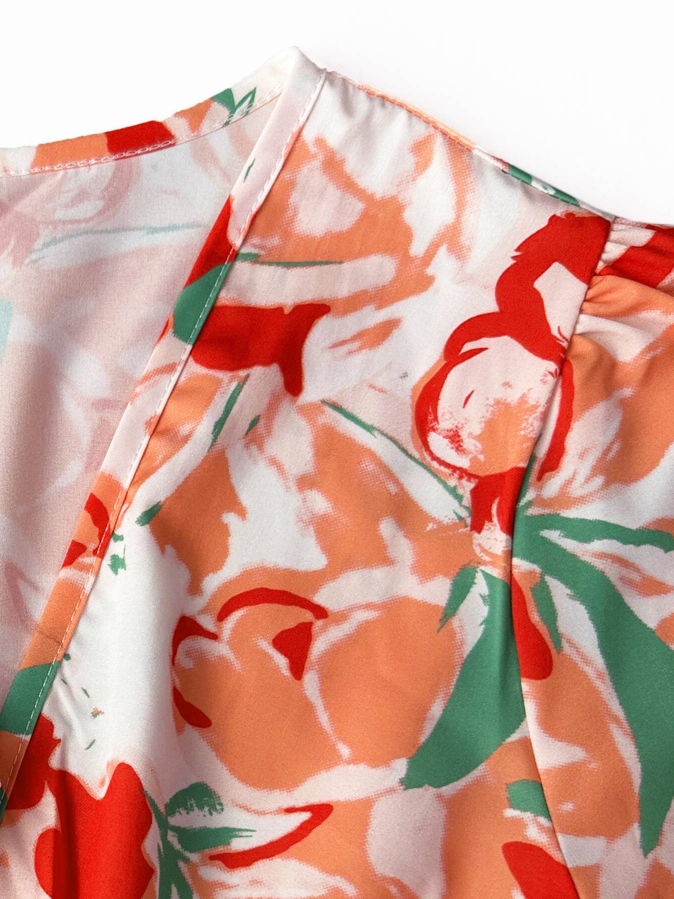 Floral printed long V-neck casual dress