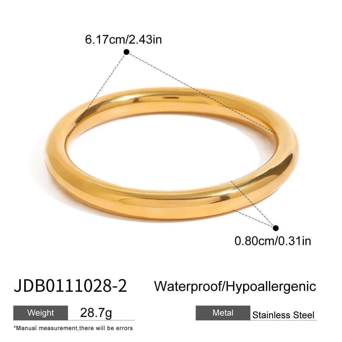 Elegant Gold Tone Round Bangle, Titanium Steel