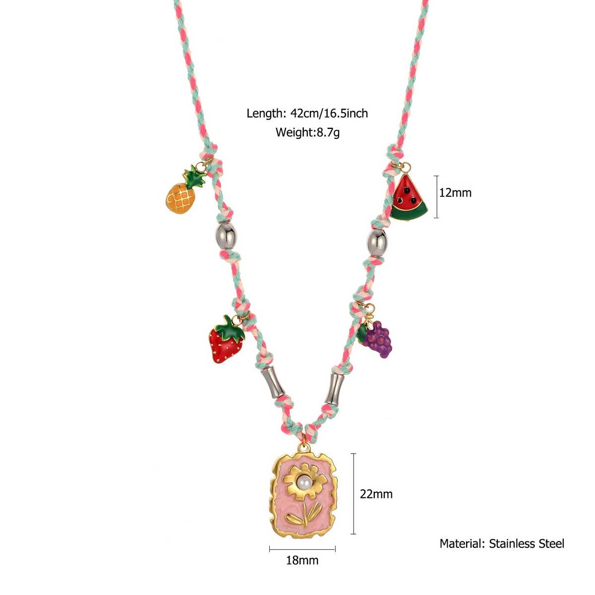 Handmade Cotton Rope Necklace with Shell Charms