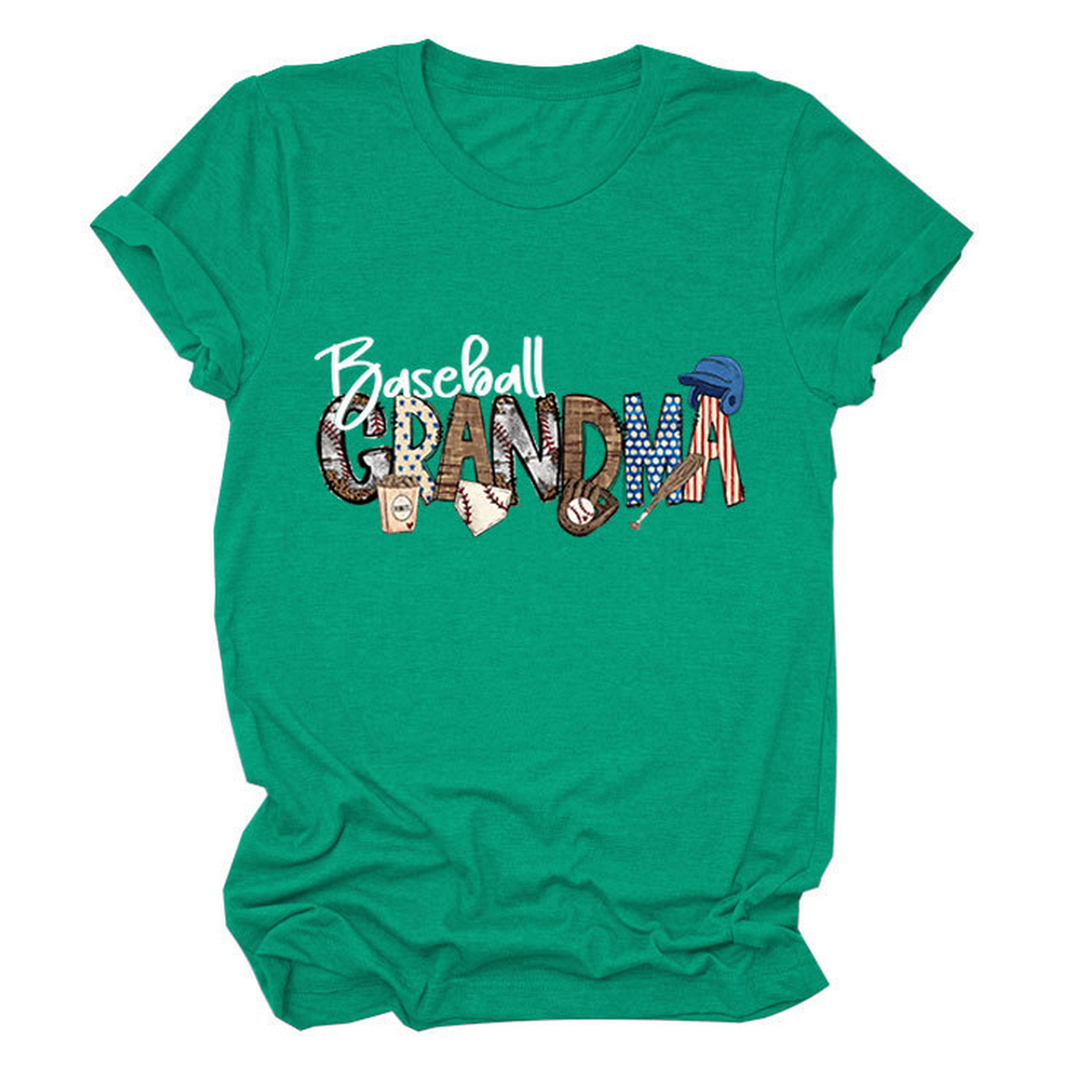 Casual Crew Neck Tee ?œBaseball Grandma??Shirt_CWTTSL0496