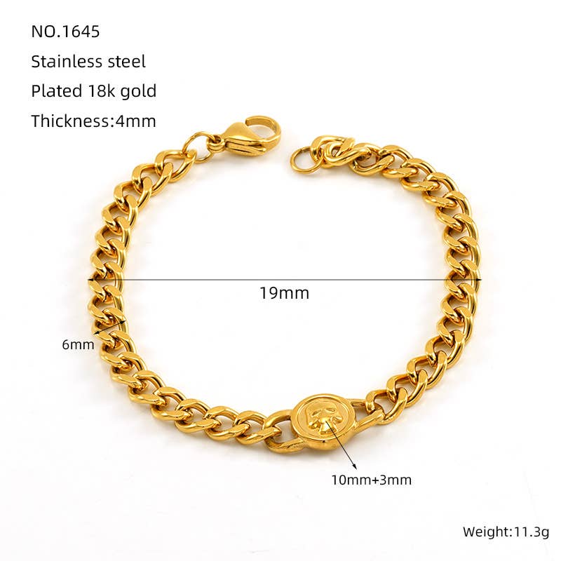 18K titanium steel bracelet Cuban chain anchor hand