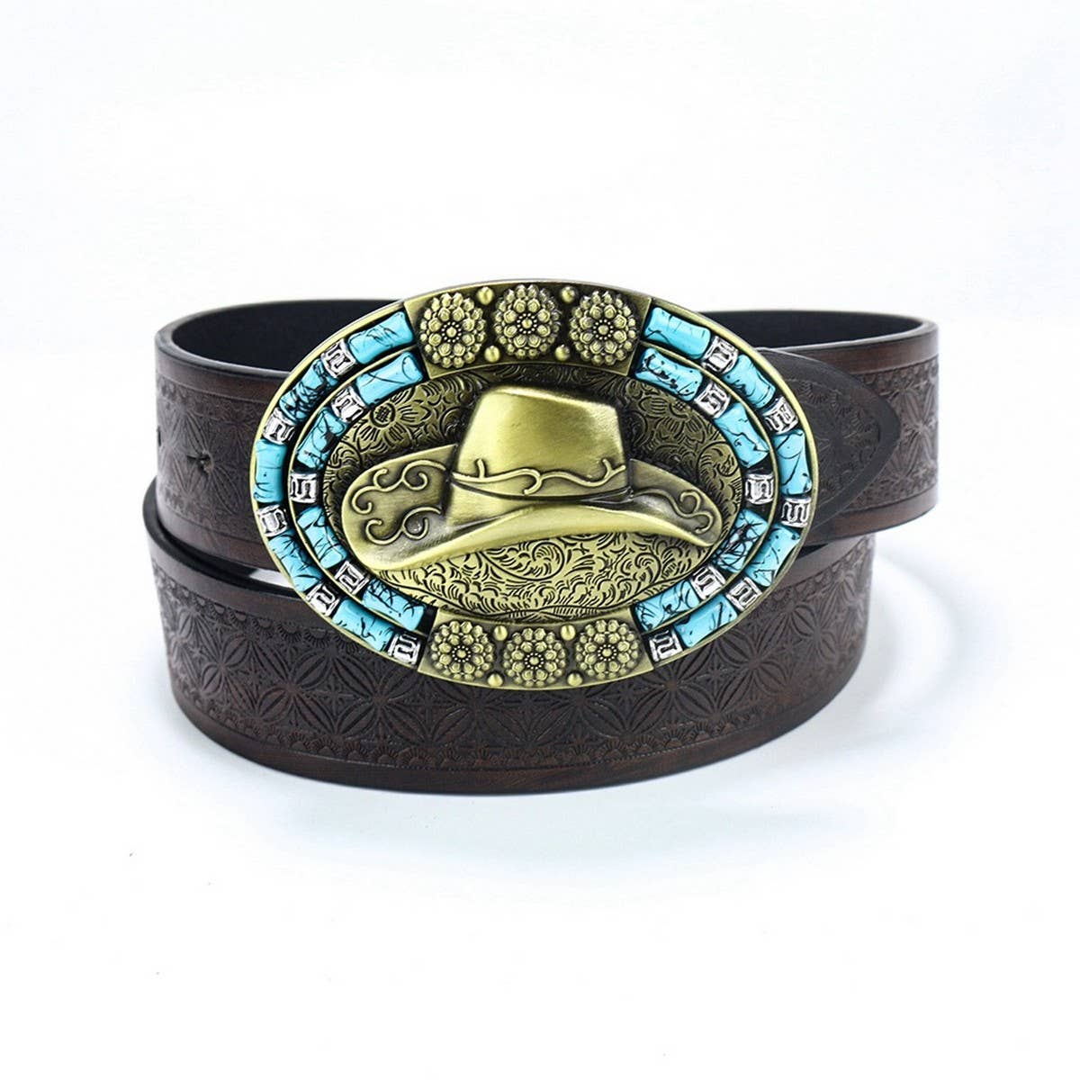 1.45" WIDE CAMEL WESTERN DENIM BELT_CWABE0418