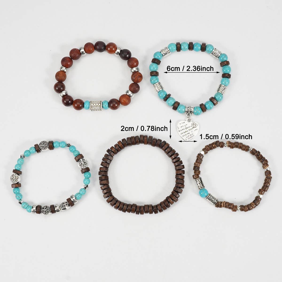 CWAJE05706_ELEPHANT HEART WOOD STRETCH BRACELET