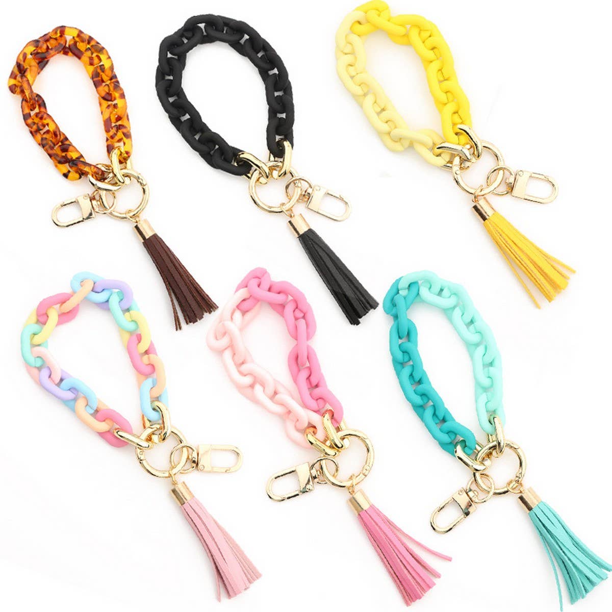 Acrylic Bracelet Keychain for Women,Colorful Beaded_CWAB5009