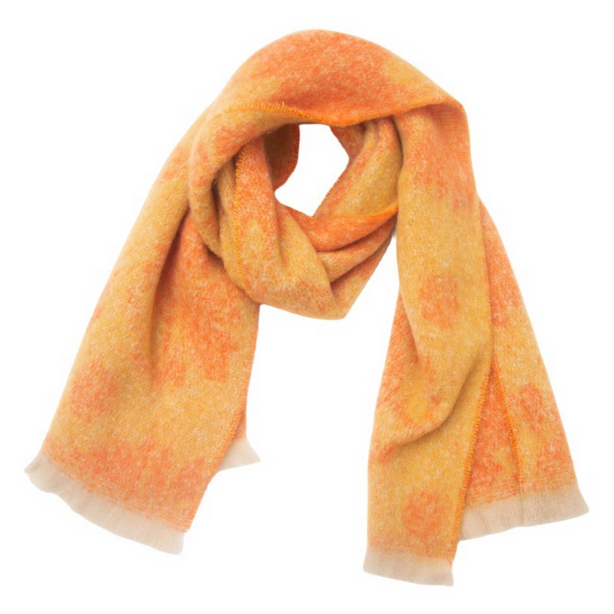 Floral Jacquard Scarf ? Winter Short Fringe Wrap