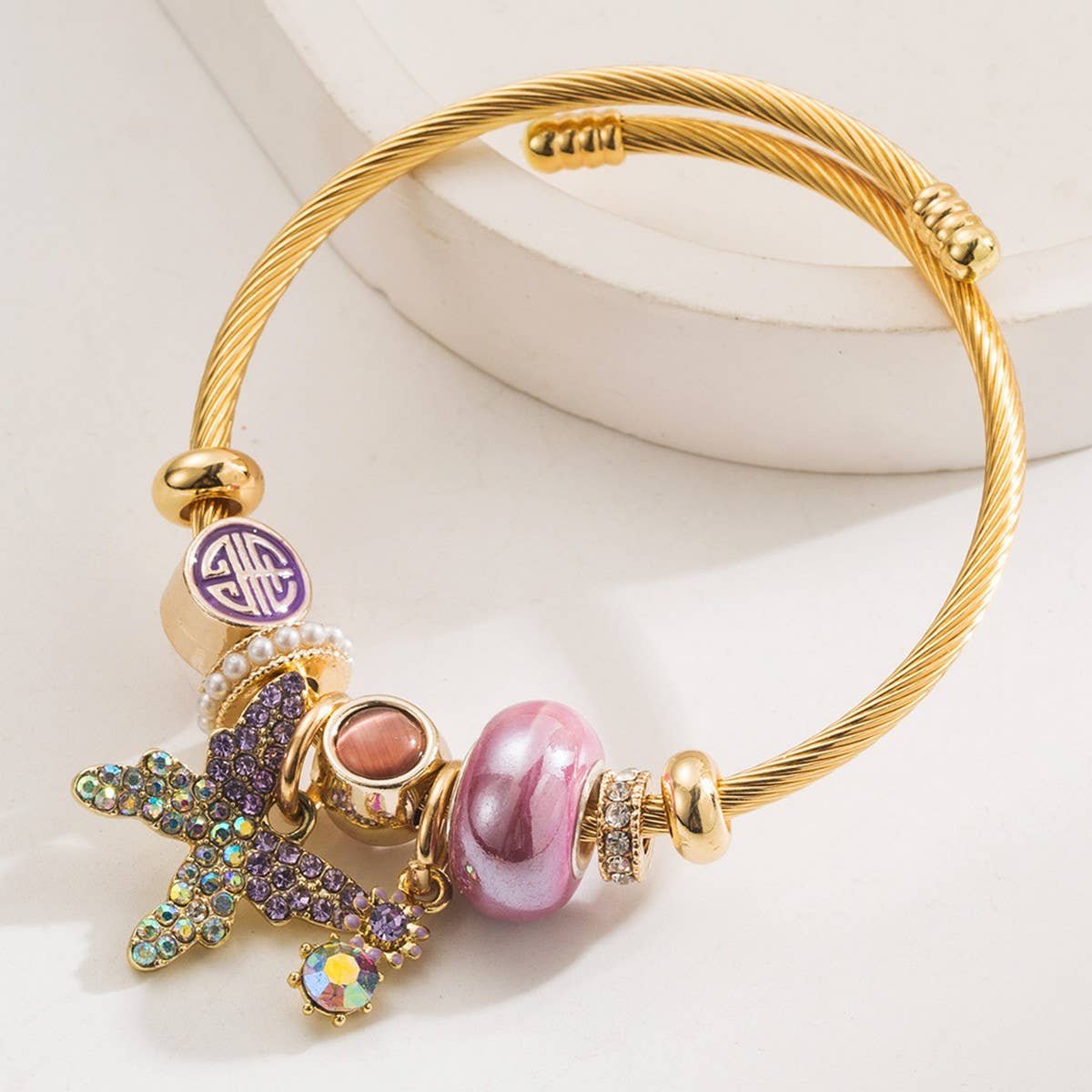 Trendy Beaded Bracelet with Butterfly Pendant