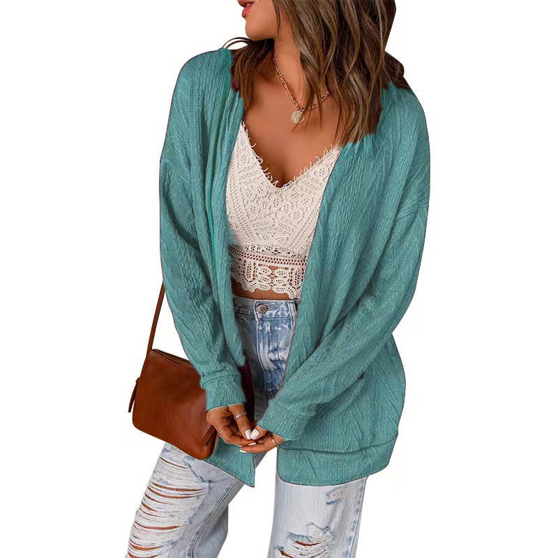 WOOLEN PATCHWORK KNITTED LONG-SLEEVED CARDIGAN