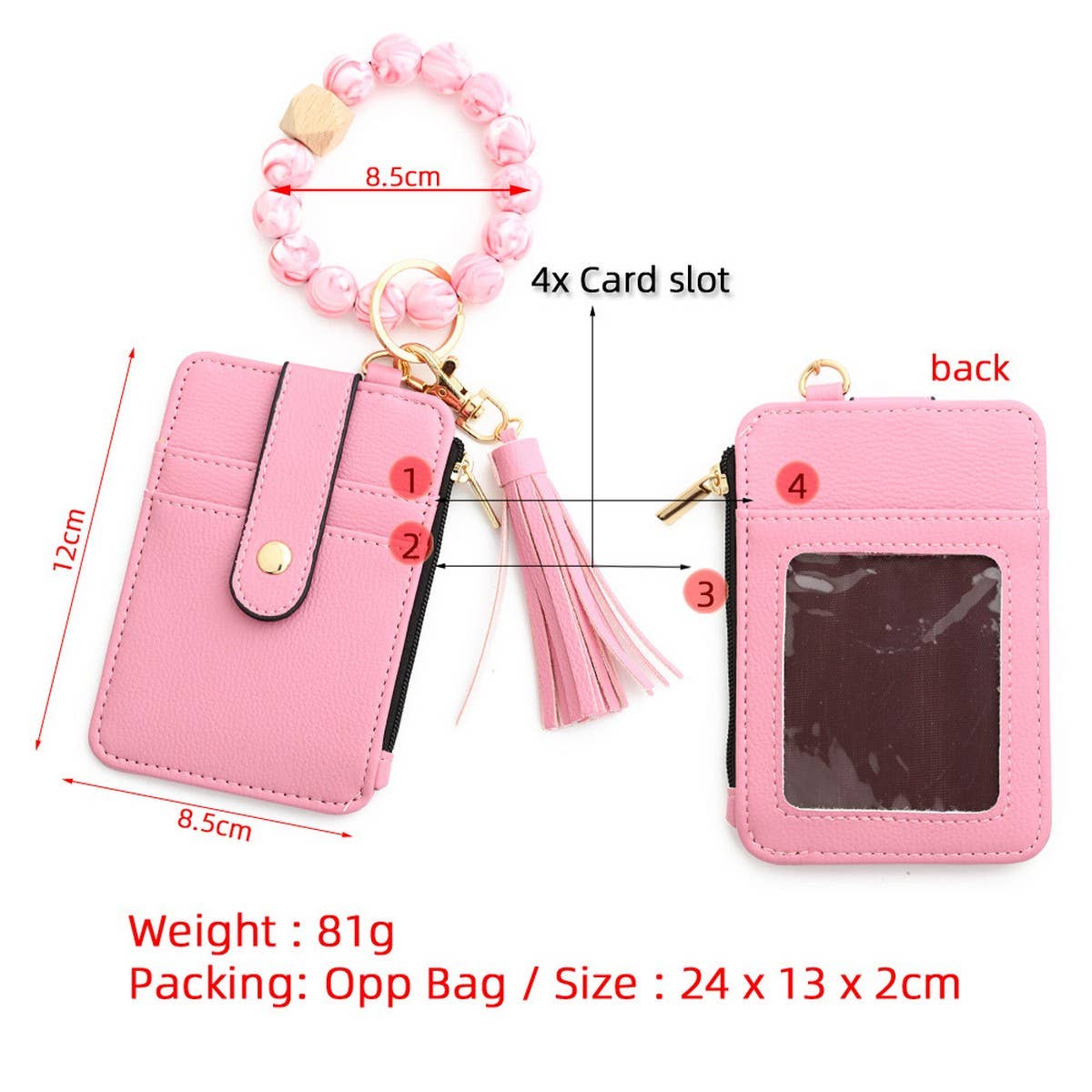 SILICONE BRACELET LEATHER WALLET TASSEL KEYCHAIN