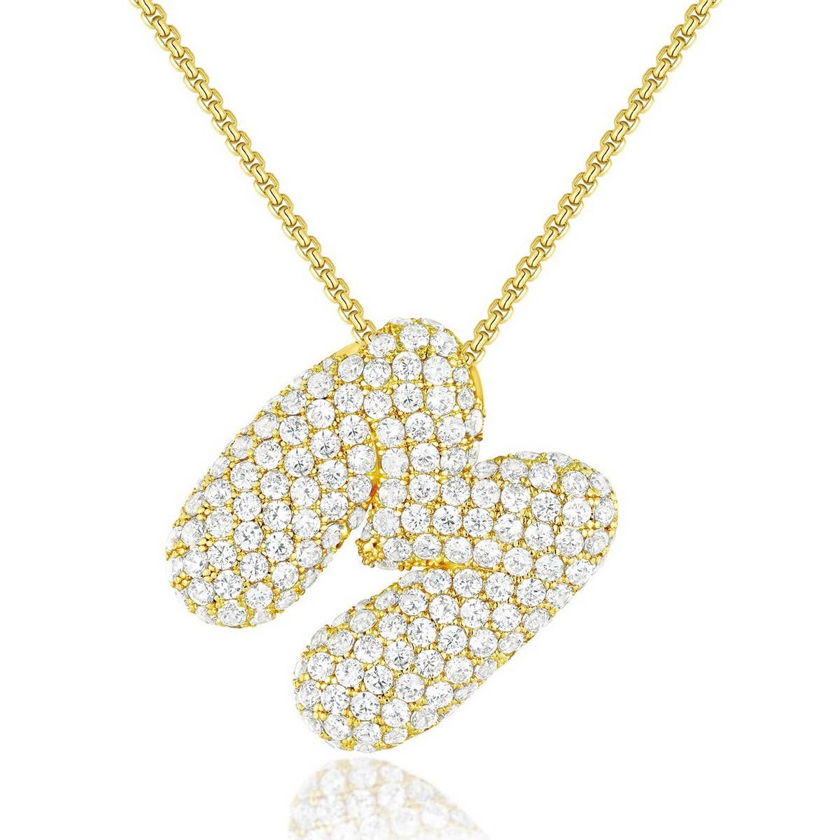 Fashionable Pendant Necklace - Zirconia Letters