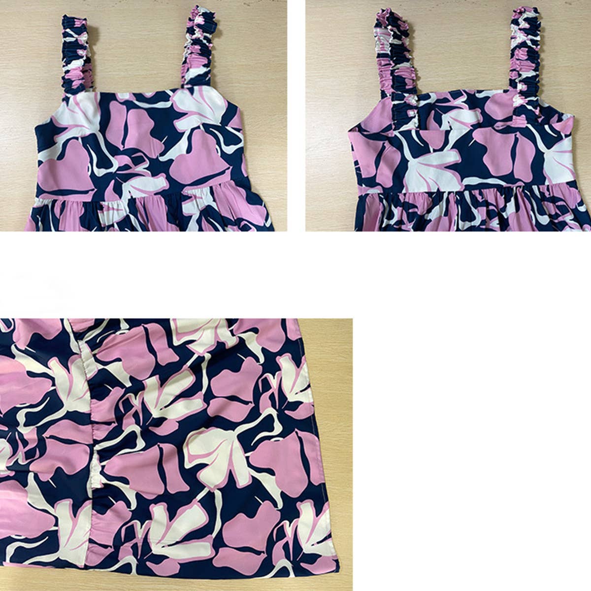 FLORAL PRINT DRESS WITH PLEATED HALTER