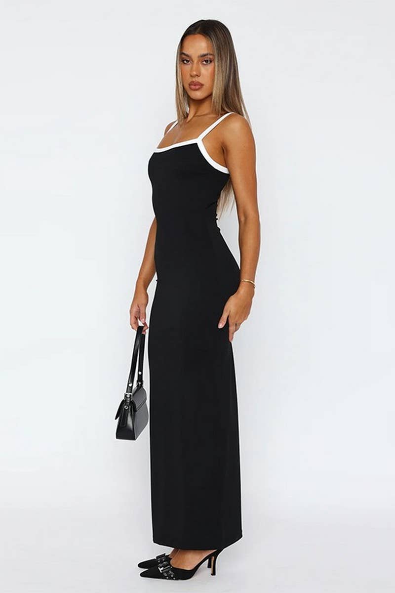 CWDMD5072_COLORBLOCK KNIT BACKLESS BODYCON MAXI DRESS