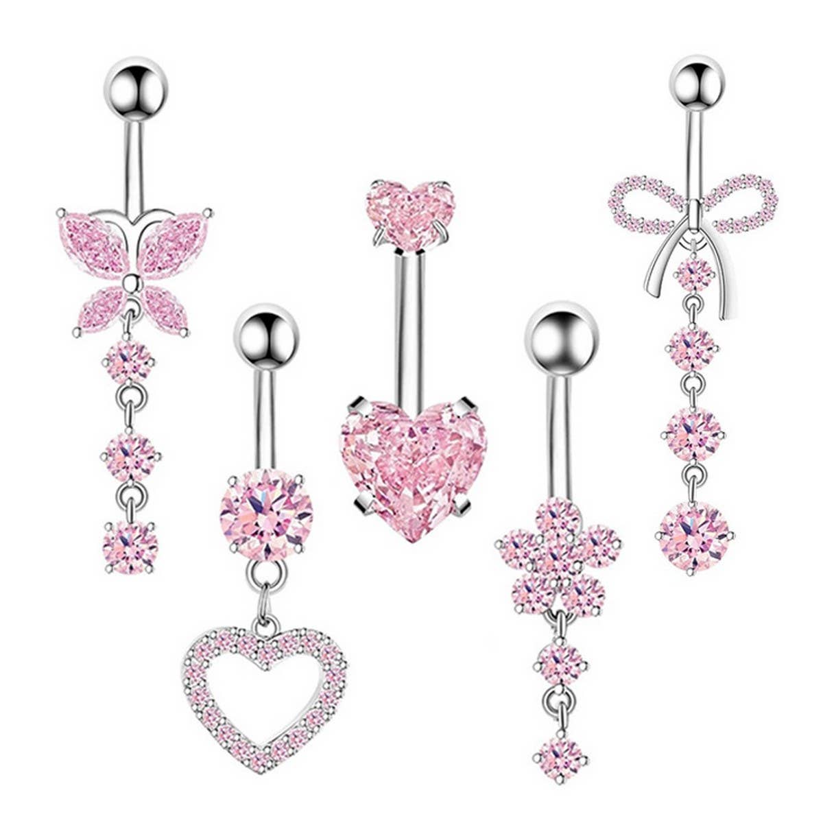 Zircon Navel Ring – Steel & Copper Belly Piercing_CWMM9175