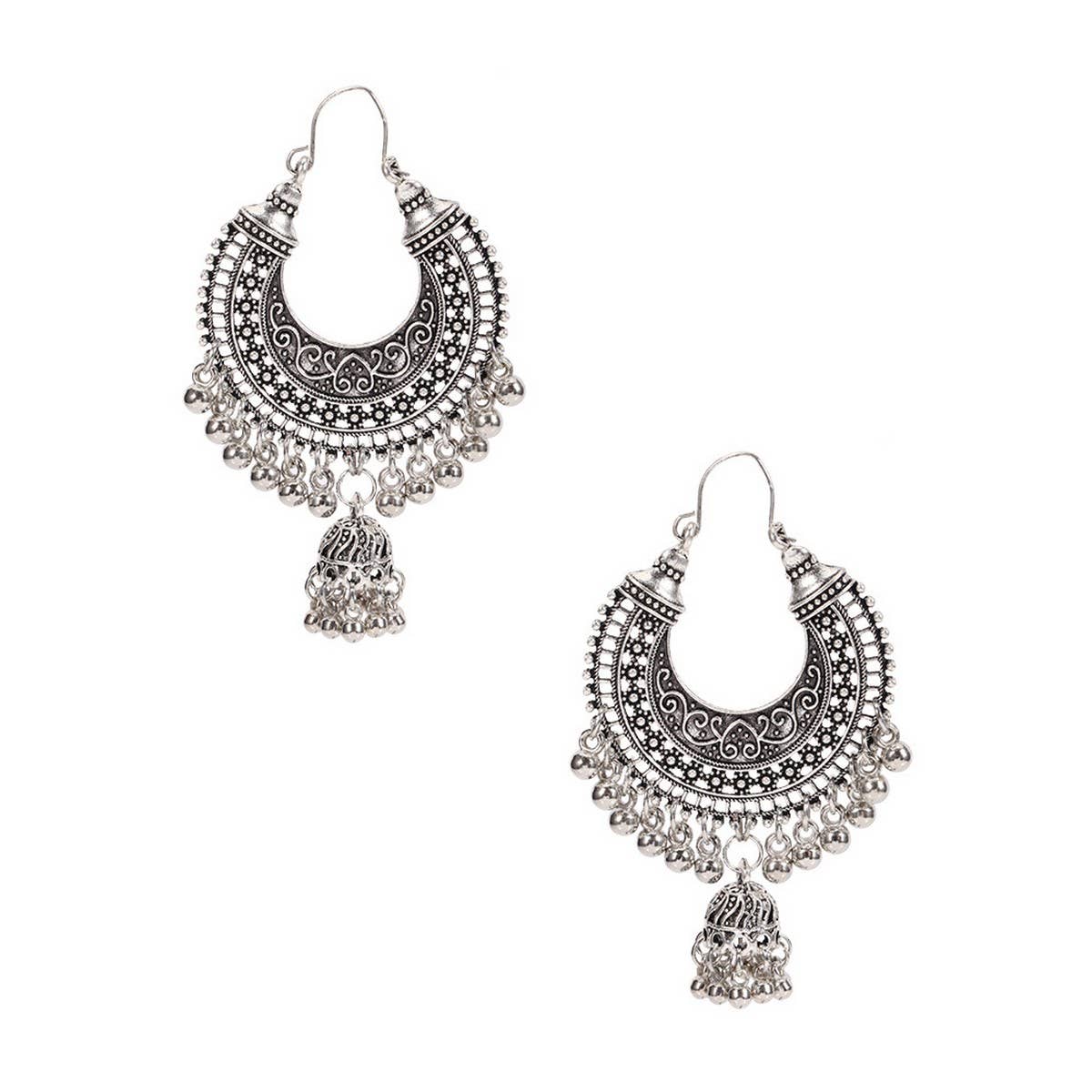 CWMM10440_BOHO FLOWER MOON VINTAGE BELL DANGLE EARRINGS