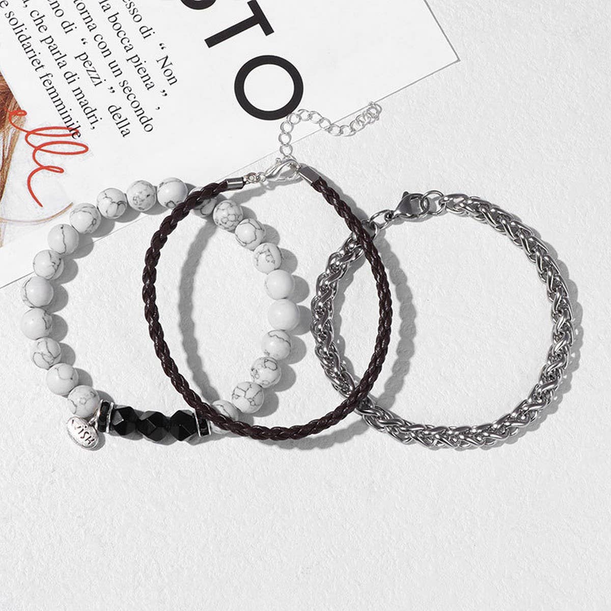 CWAJE4224_NATURAL STONE BEADS ALLOY THREE-PIECE BRACELET