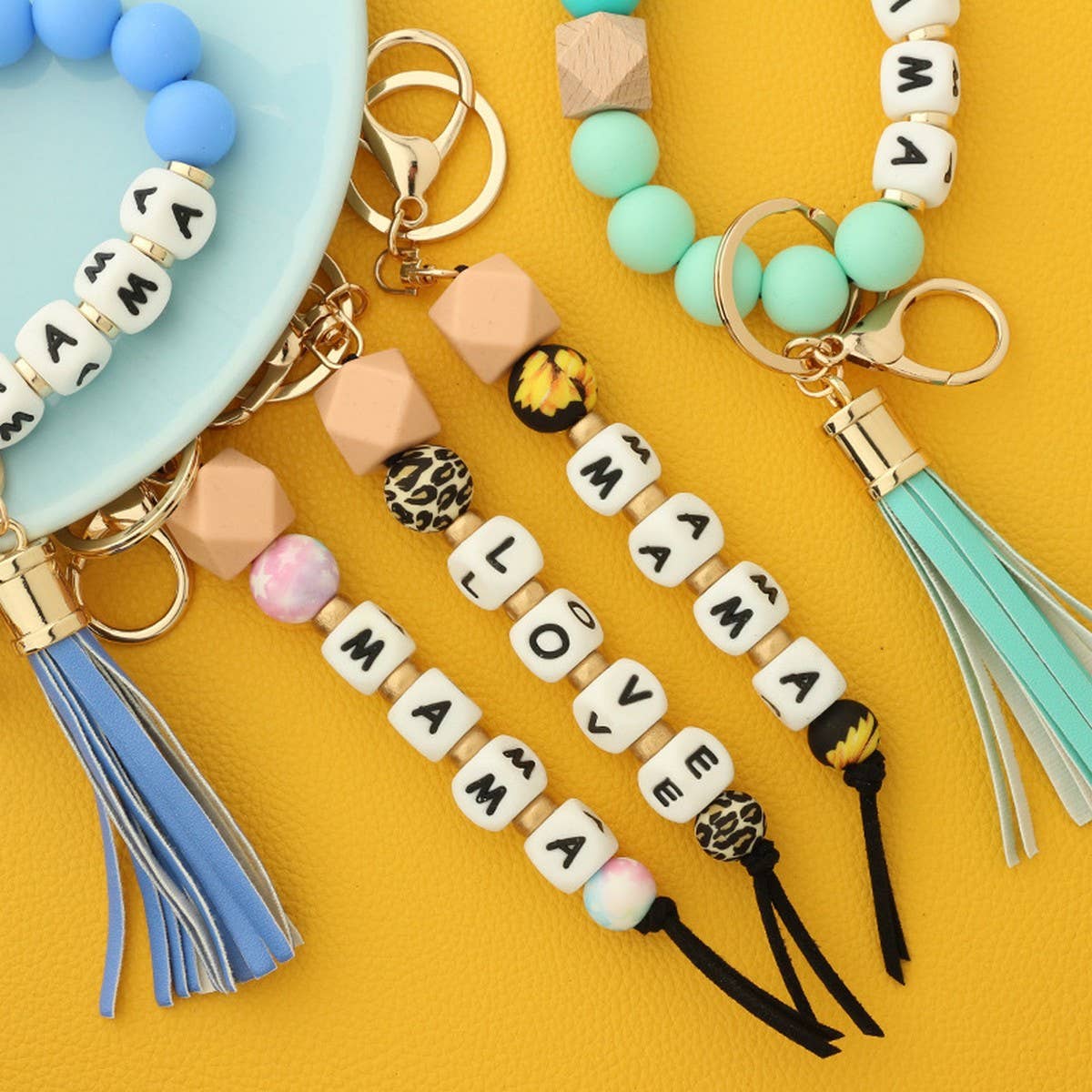 Silicone Bead Bracelet Keychain for Women