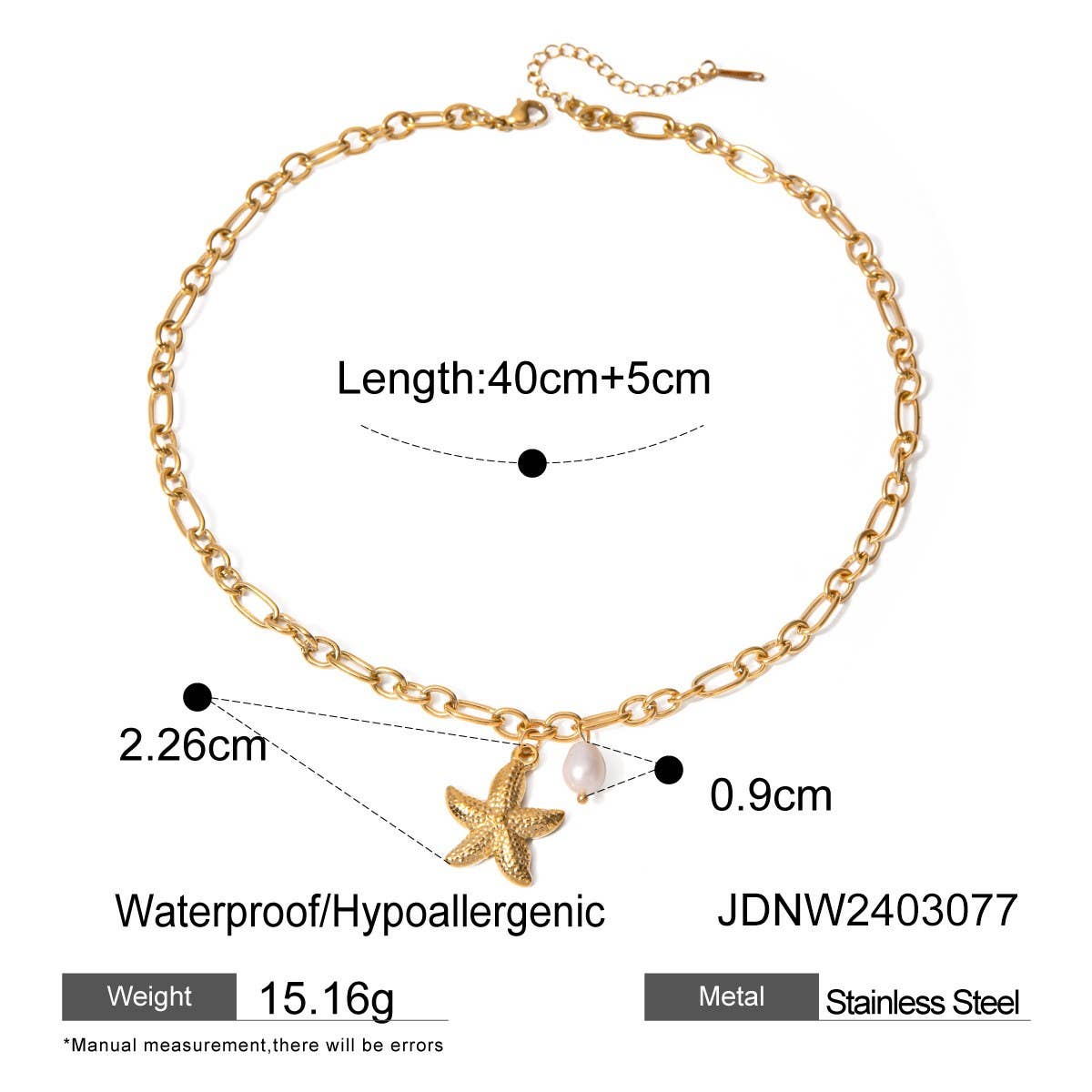 DELICATE STARFISH PEARL PENDANT NECKLACE