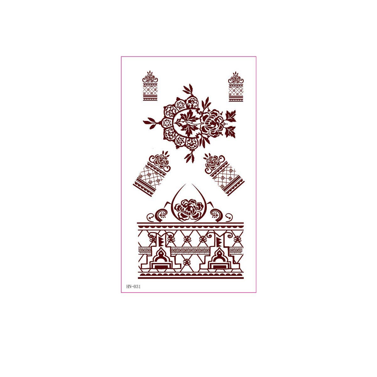 Realistic Brown Henna Tattoo Stickers Waterproof_CWMM8347