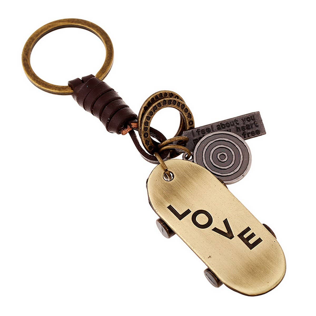 VINTAGE WOVEN SKATEBOARD LEATHER KEYCHAIN