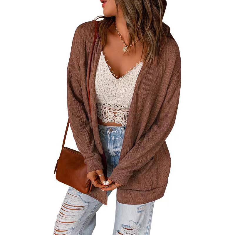WOOLEN PATCHWORK KNITTED LONG-SLEEVED CARDIGAN