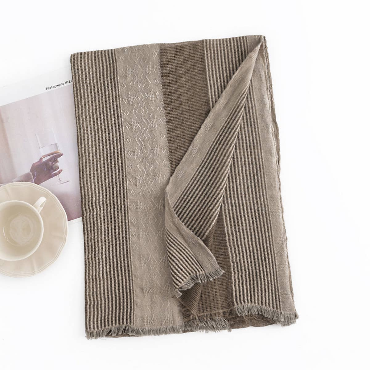 Boho Faux Cashmere Scarf - Vintage Wrap for Women_CWASC1005