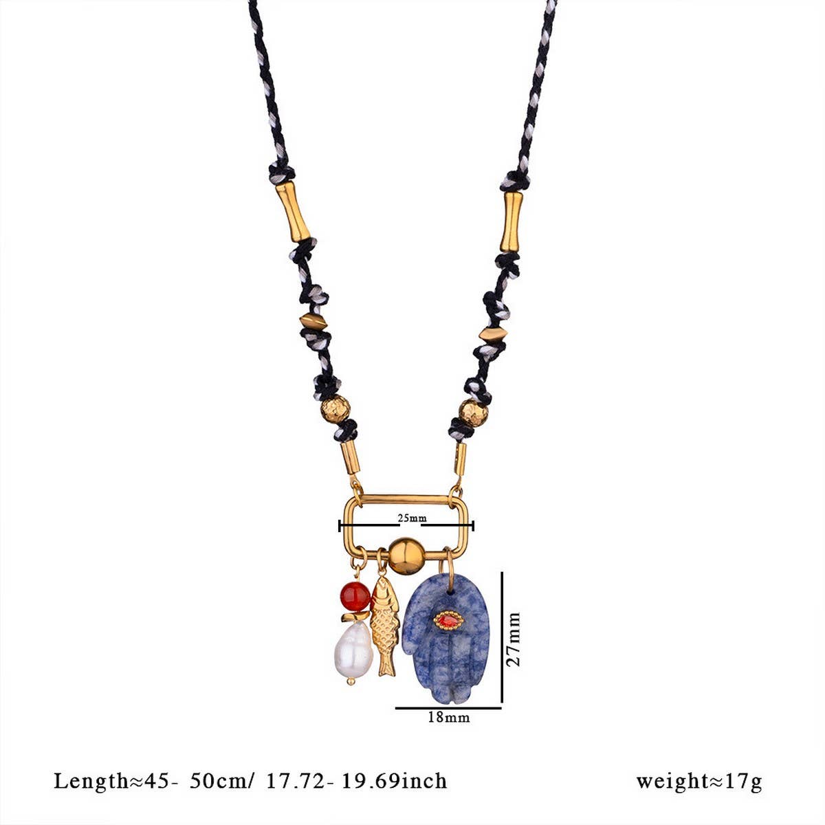18K Eye Pendant Necklace with Natural Stone_CWMM7526