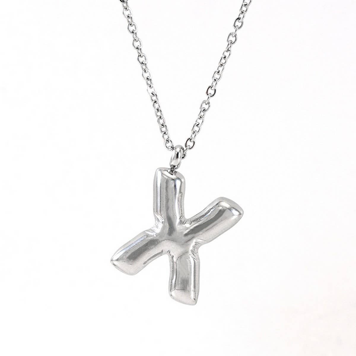 CWAJE1946_Steel Color Bubble Letter Necklace