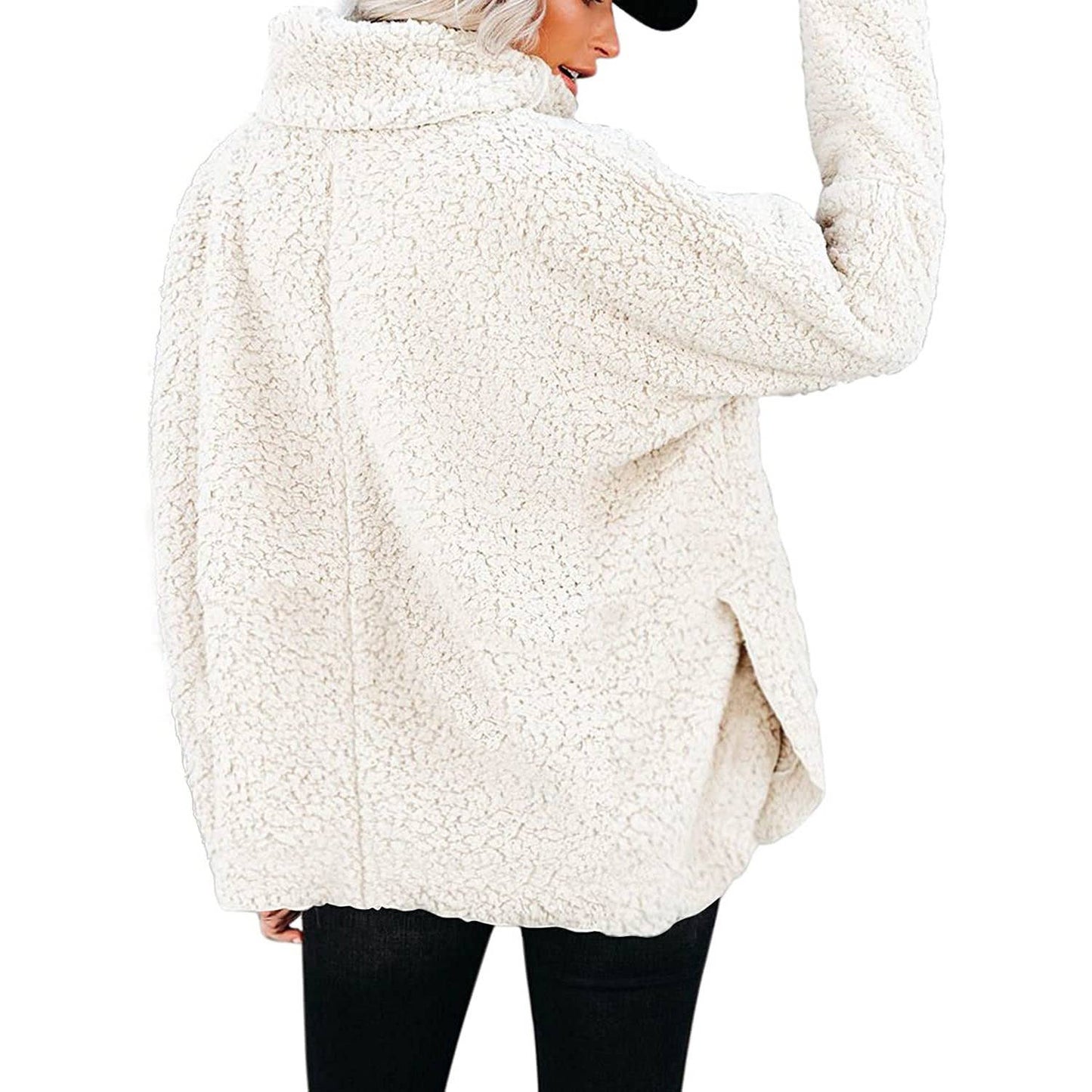 WOOLEN SOLID COLOR PULLOVER SHORT HOODIE WOMAN