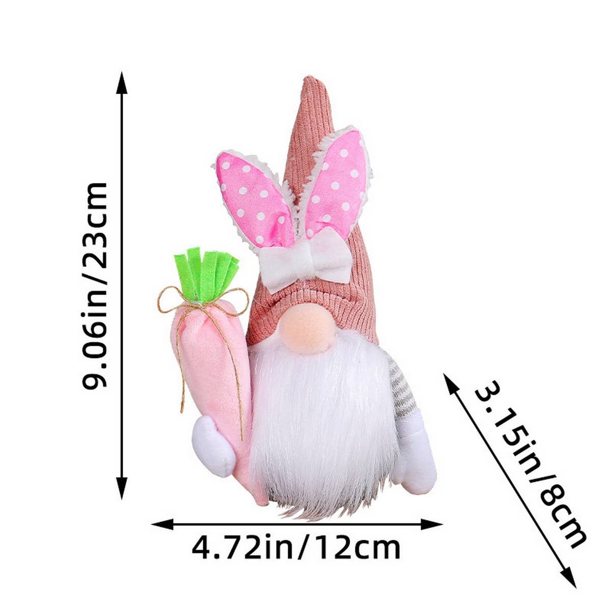 EASTER BUNNY GNOME HOLDING A BOUQUET OF FLOWERS