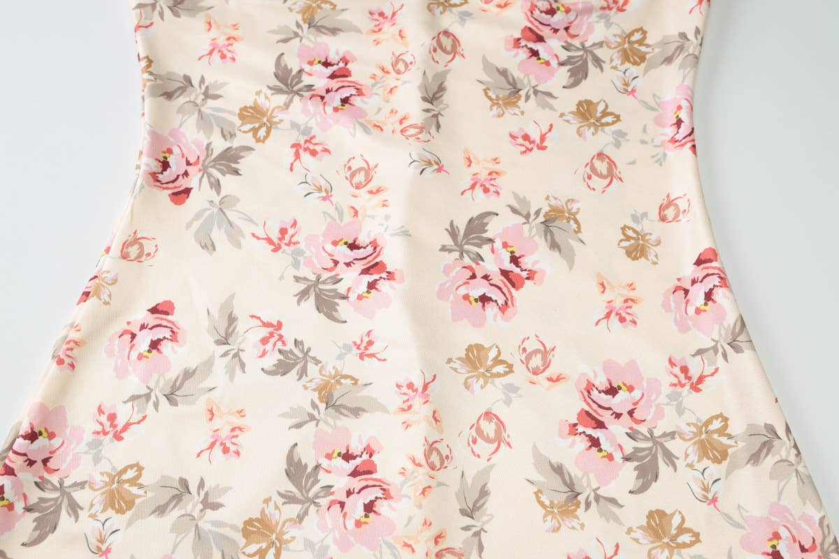 Floral U-Neck Slit Spaghetti Strap Dress
