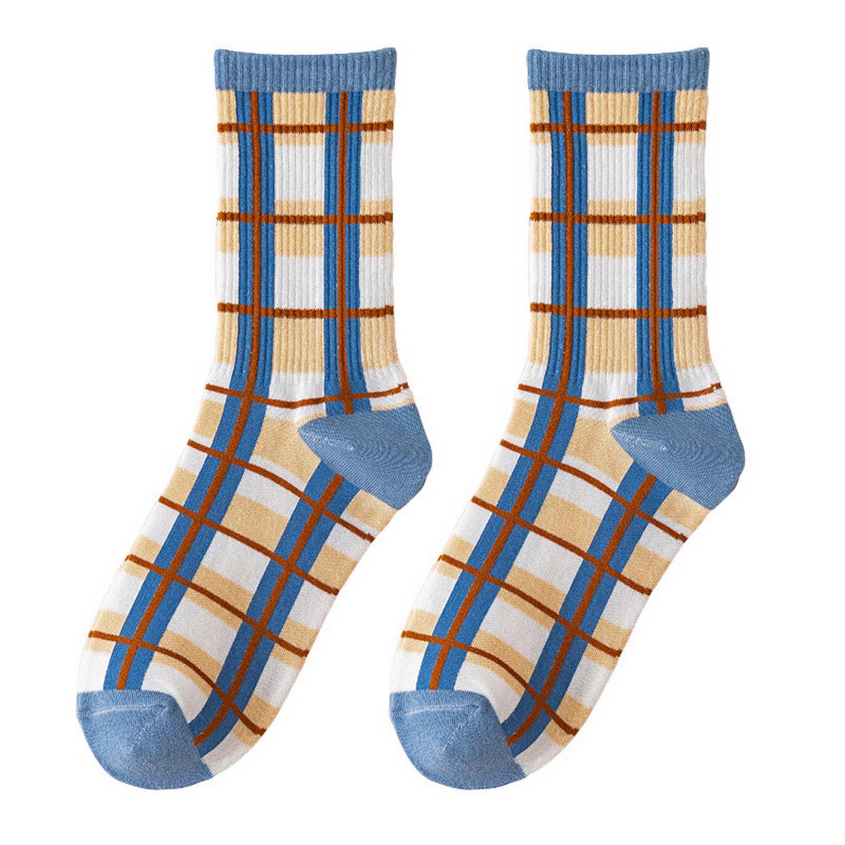 NEW CUTE BLUE PLAID SOCKS