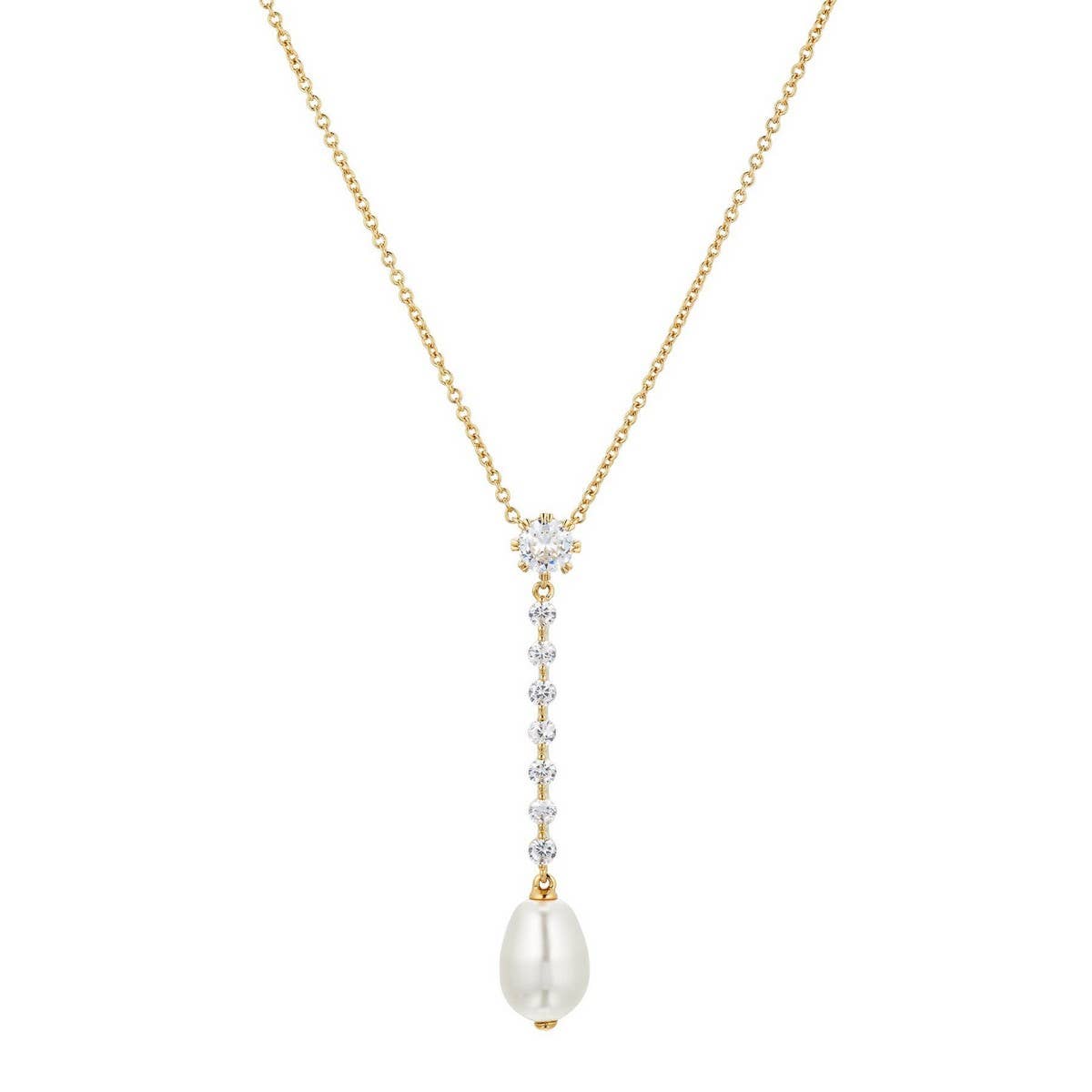 Zirconia Oval Round Pendant Necklace_CWMM5291
