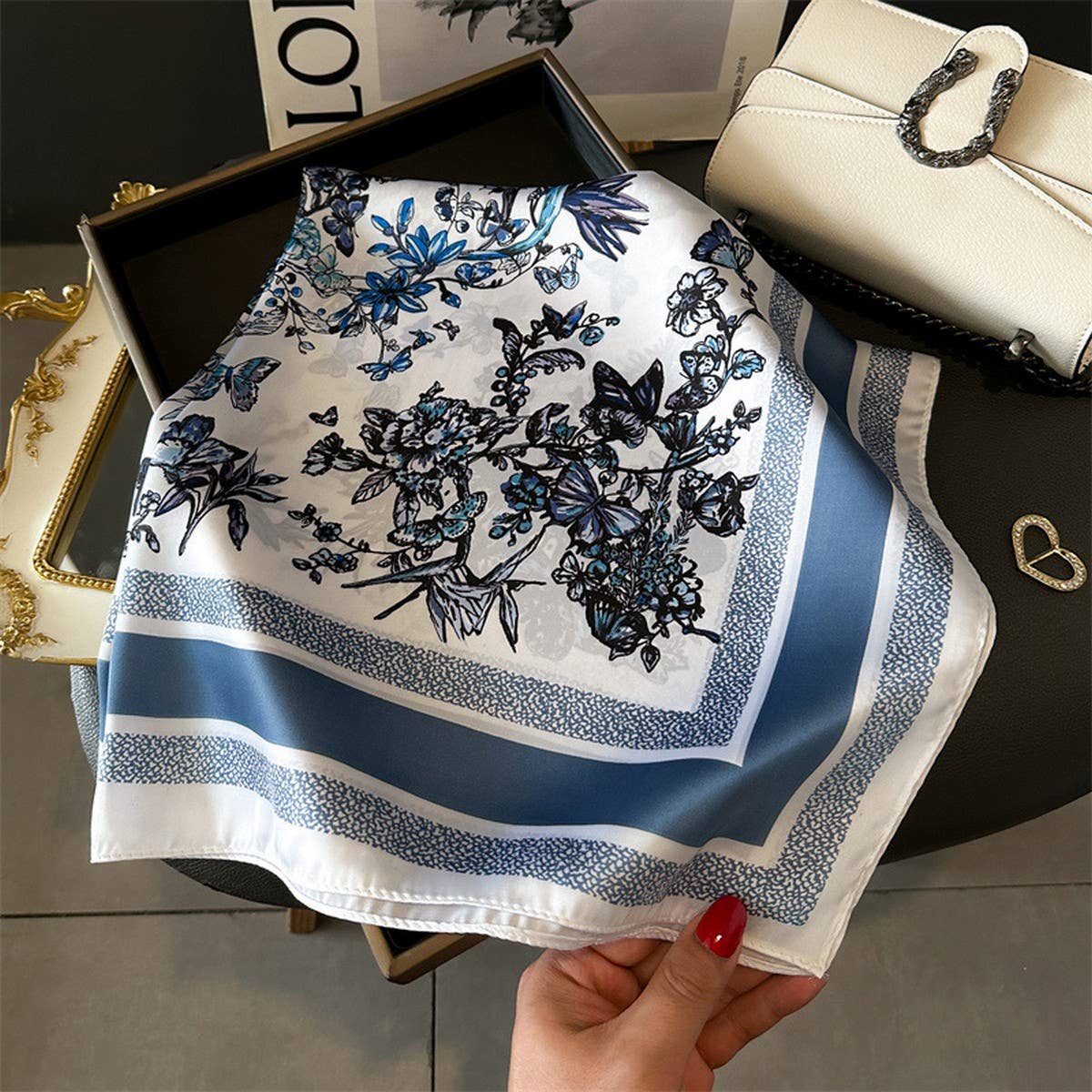 Silky Butterfly Print Scarf ? Hair & Neck Accessor