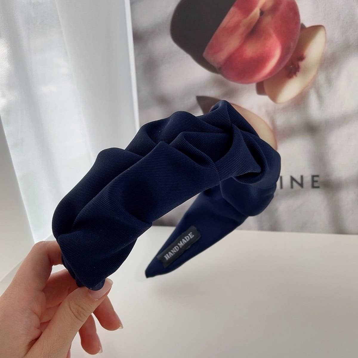 RUFFLED WIDE BRIM SOLID COLOR HEADBAND
