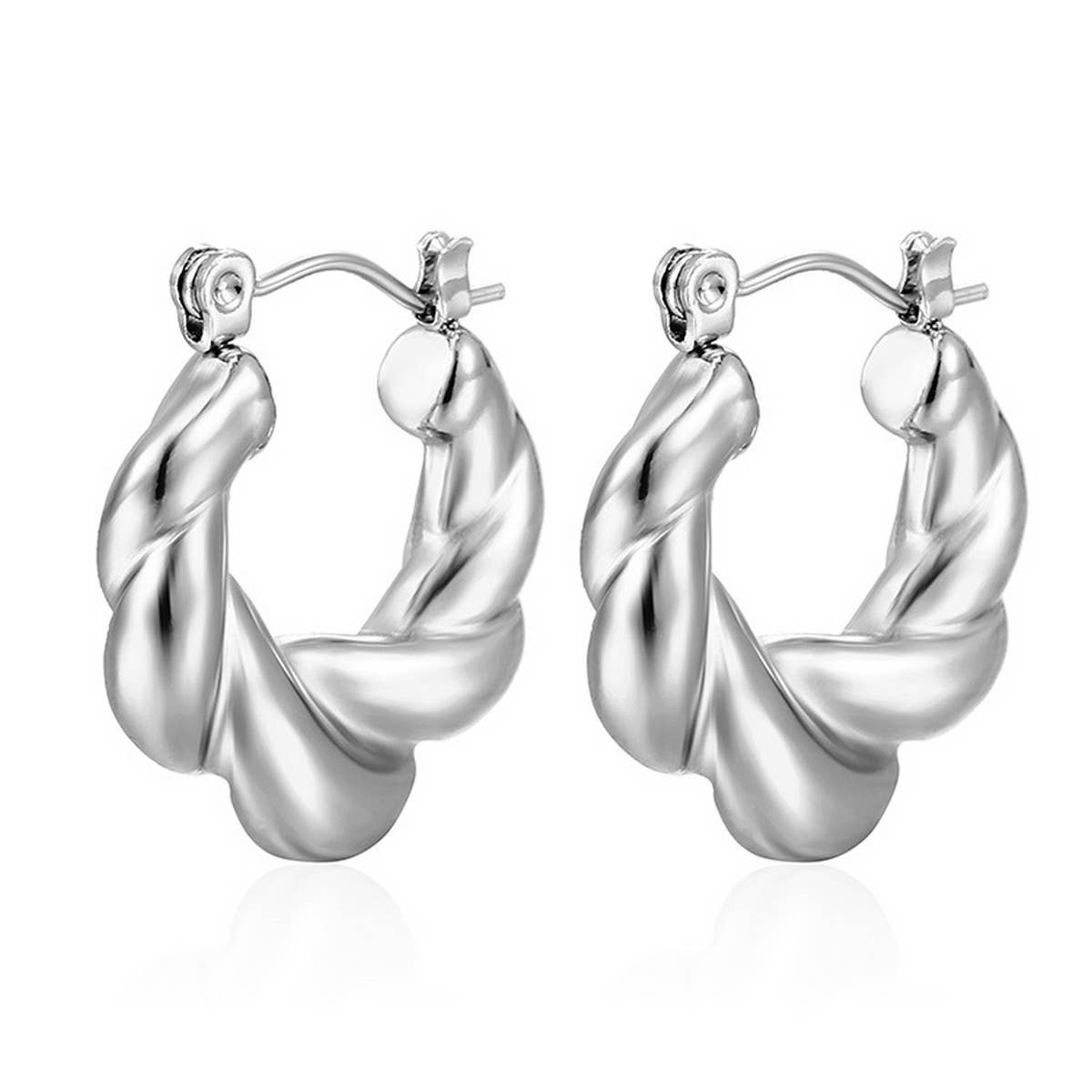 18K GOLD ROUND CHUNKY TWISTED HOOP EARRINGS_CWAJE0562