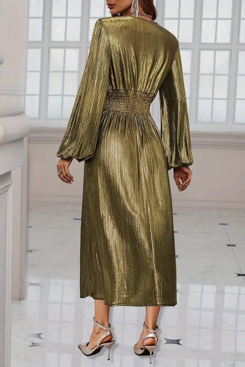CWDMD5062_ELEGANT AND STYLISH PLEATED SLIT EVENING DRESS